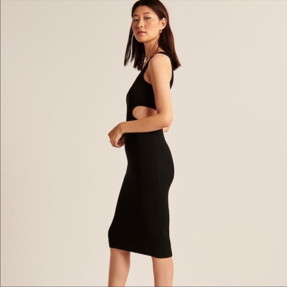 Abercrombie & Fitch Black Cutout Midi Dress